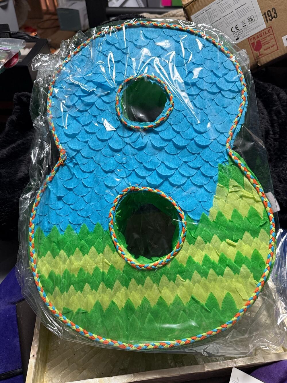 Dinosaur theme  8 Piñata Party Set with Bat Stickers Confetti & Hanging Rope